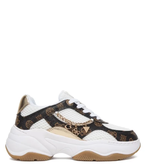 Guess Γυναικεία Sneakers Λευκά με Monogram Λεπτομέρειες & Chunky Σόλα