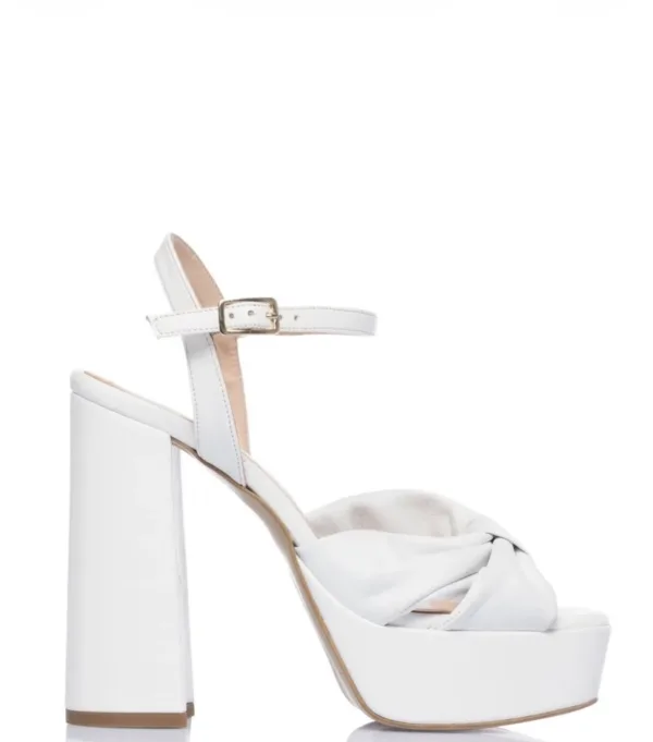 Sante Λευκό Πέδιλο Πλατφόρμα με Χοντρό Τακούνι
