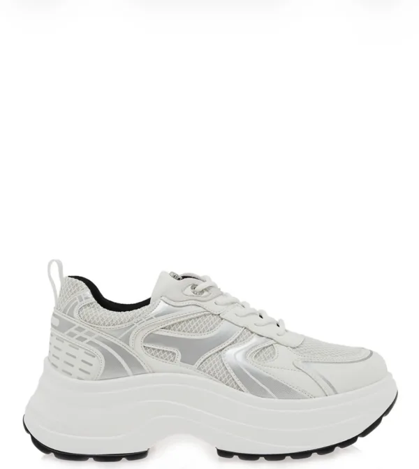 Seven Γυναικεία Sneakers Λευκά με Mesh Λεπτομέρειες & Chunky Σόλα