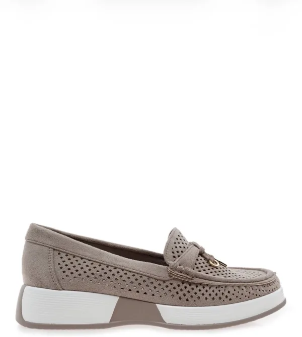 Seven Γυναικεία Loafers Μπεζ – Διάτρητα Casual Παπούτσια Πλατφόρμας