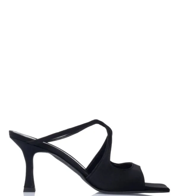 Sante Μαύρο Πέδιλο Mule με Λεπτό Τακούνι & Minimal Σχέδιο