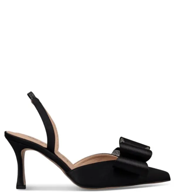 Envie Slingback Γόβες Ελληνικής Παραγωγής με Αποσπώμενο Διακοσμητικό Φιόγκο Μαύρες