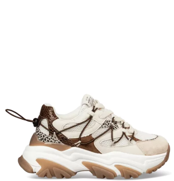 Γυναικεία Mariboo Sneakers Μπεζ με καφέ λεπτομέρειες