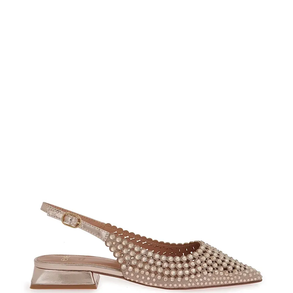 Exe Γυναικεία Slingback Γόβα με Στρας & Χαμηλό Τακούνι σε Nude Απόχρωση 1 Exe Γυναικεία Slingback Γόβα με Στρας & Χαμηλό Τακούνι σε Nude Απόχρωση