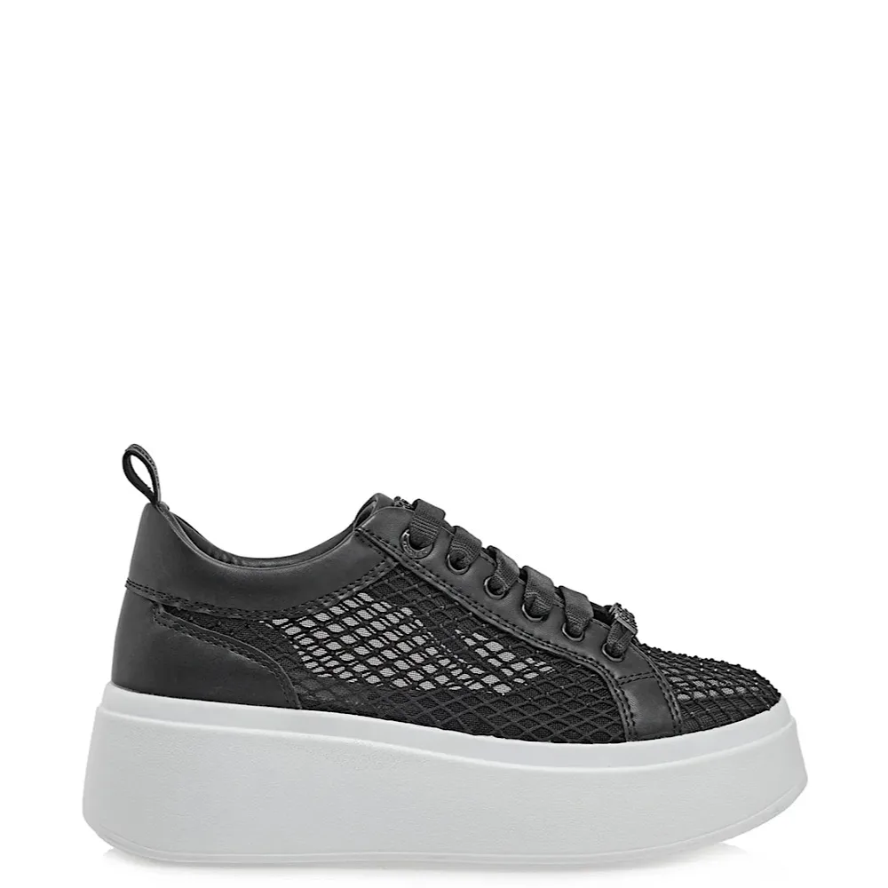 Renato Garini Μαύρο Sneaker με Mesh Σχέδιο & Chunky Σόλα 1 Renato Garini Μαύρο Sneaker με Mesh Σχέδιο & Chunky Σόλα
