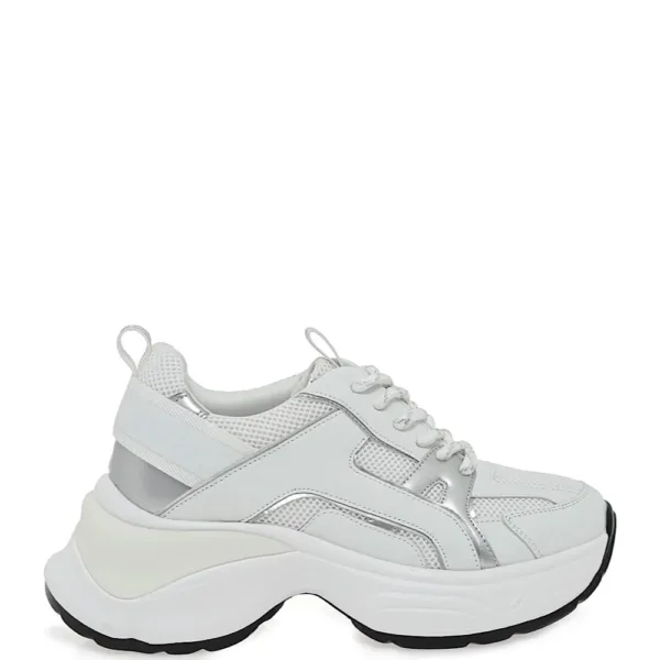 Renato Garini Γυναικείο Sneaker Λευκό Chunky με Mesh Λεπτομέρειες