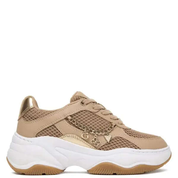 Sneakers GUESS Γυναικεία Μπεζ με Chunky Σόλα & Μεταλλικές Λεπτομέρειες
