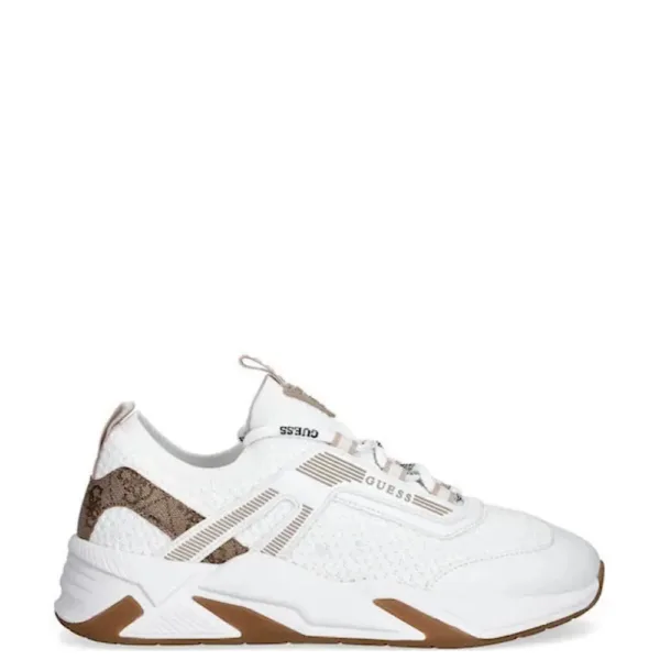 Guess Γυναικεία Sneakers Λευκά με Καφέ Λεπτομέρειες & Logo Design