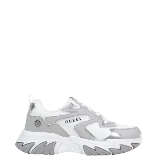 Guess Γυναικεία Sneakers Λευκά με Ασημί Λεπτομέρειες & Chunky Σόλα