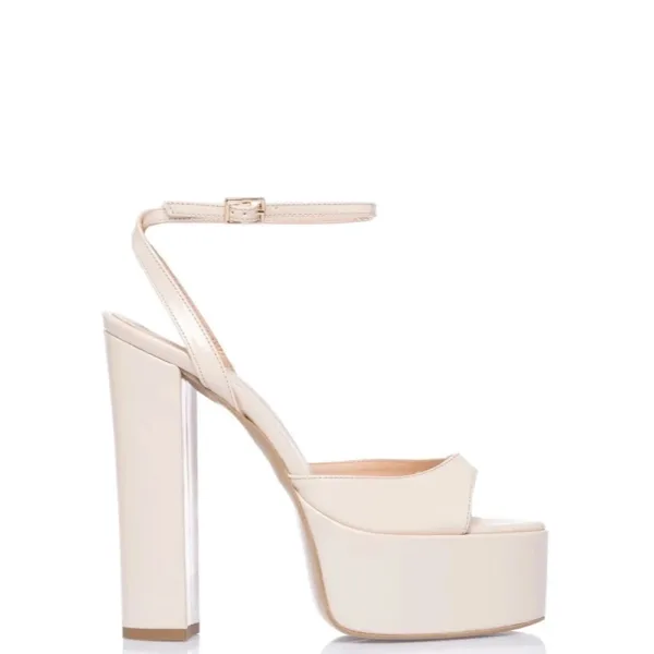 Sante Πέδιλο Platform Off White με Χοντρό Τακούνι & Λουράκι