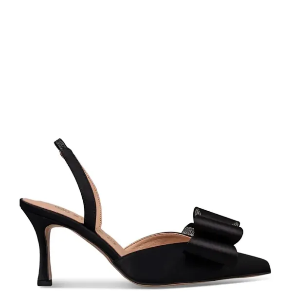 Envie Slingback Γόβες Ελληνικής Παραγωγής με Αποσπώμενο Διακοσμητικό Φιόγκο Μαύρες