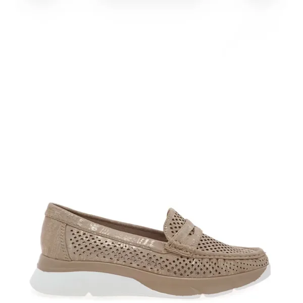 Seven Γυναικεία Loafers Μπεζ Διάτρητα – Άνετα Casual Μοκασίνια