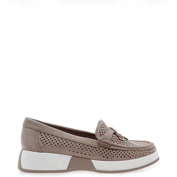 Seven Γυναικεία Loafers Μπεζ – Διάτρητα Casual Παπούτσια Πλατφόρμας