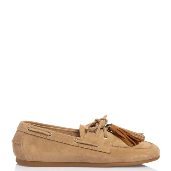 Sante D2D Suede Loafers Μπεζ με Φούντες | Leather Collection