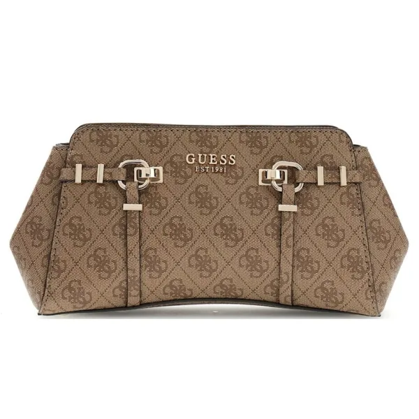 Guess Leona Logo Bag Latte Τσάντα Ώμου με Logo Print