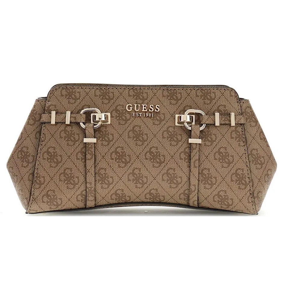 Guess Leona Logo Bag Latte Τσάντα Ώμου με Logo Print 1 Guess Leona Logo Bag Latte Τσάντα Ώμου με Logo Print