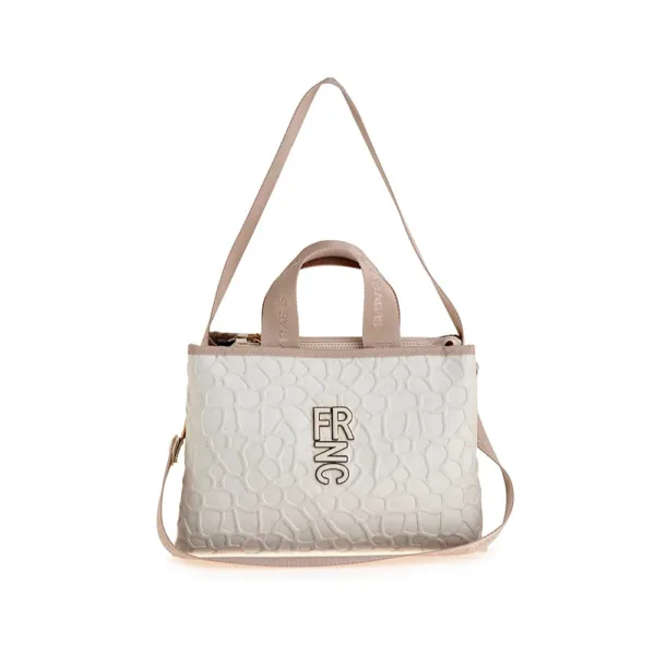 Τσάντα Χειρός & Ώμου FRNC 6194 Κροκό Εκρού