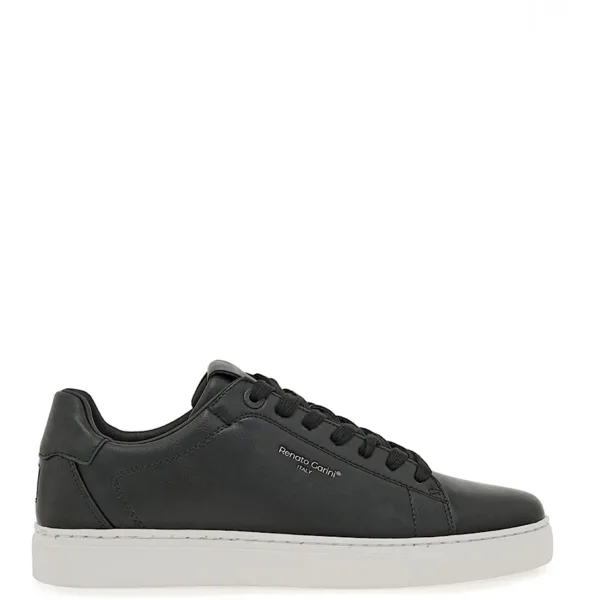 Renato Garini Ανδρικό Sneaker Μαύρο Minimal με Λευκή Σόλα