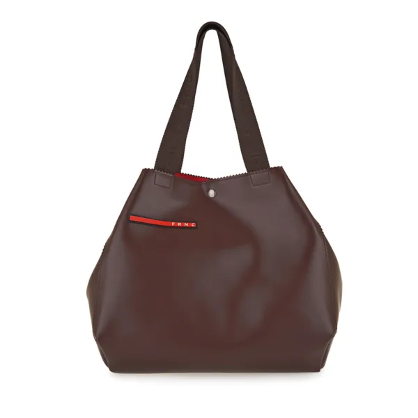 Τσάντα Ώμου FRNC Σκούρα Καφέ Ευρύχωρη Minimal με Φαρδιές Τιράντες