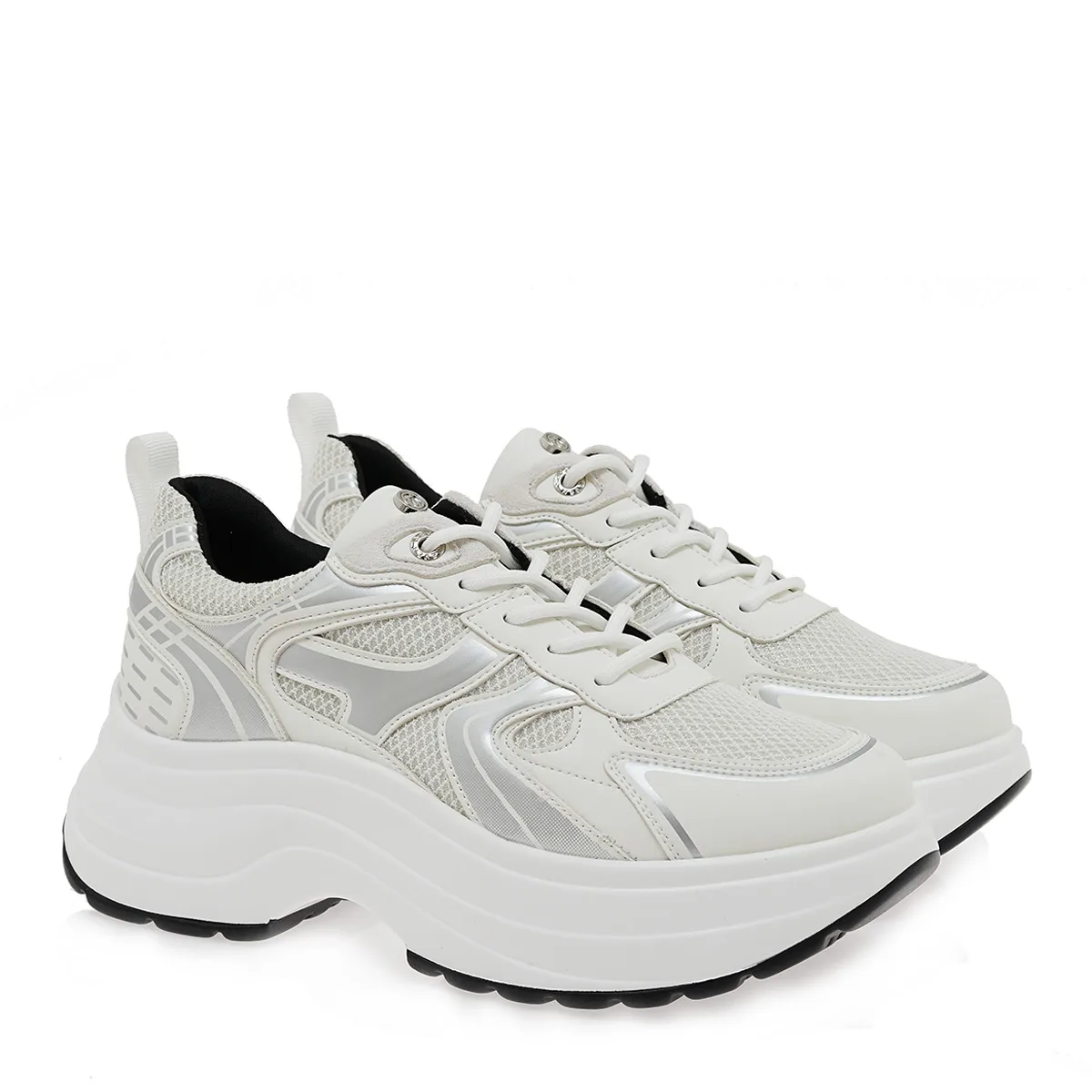 Seven Γυναικεία Sneakers Λευκά με Mesh Λεπτομέρειες & Chunky Σόλα 2 Seven Γυναικεία Sneakers Λευκά με Mesh Λεπτομέρειες & Chunky Σόλα - Image 2