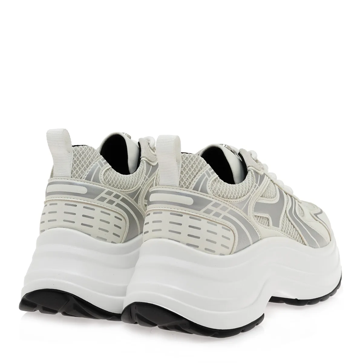 Seven Γυναικεία Sneakers Λευκά με Mesh Λεπτομέρειες & Chunky Σόλα 3 Seven Γυναικεία Sneakers Λευκά με Mesh Λεπτομέρειες & Chunky Σόλα - Image 3