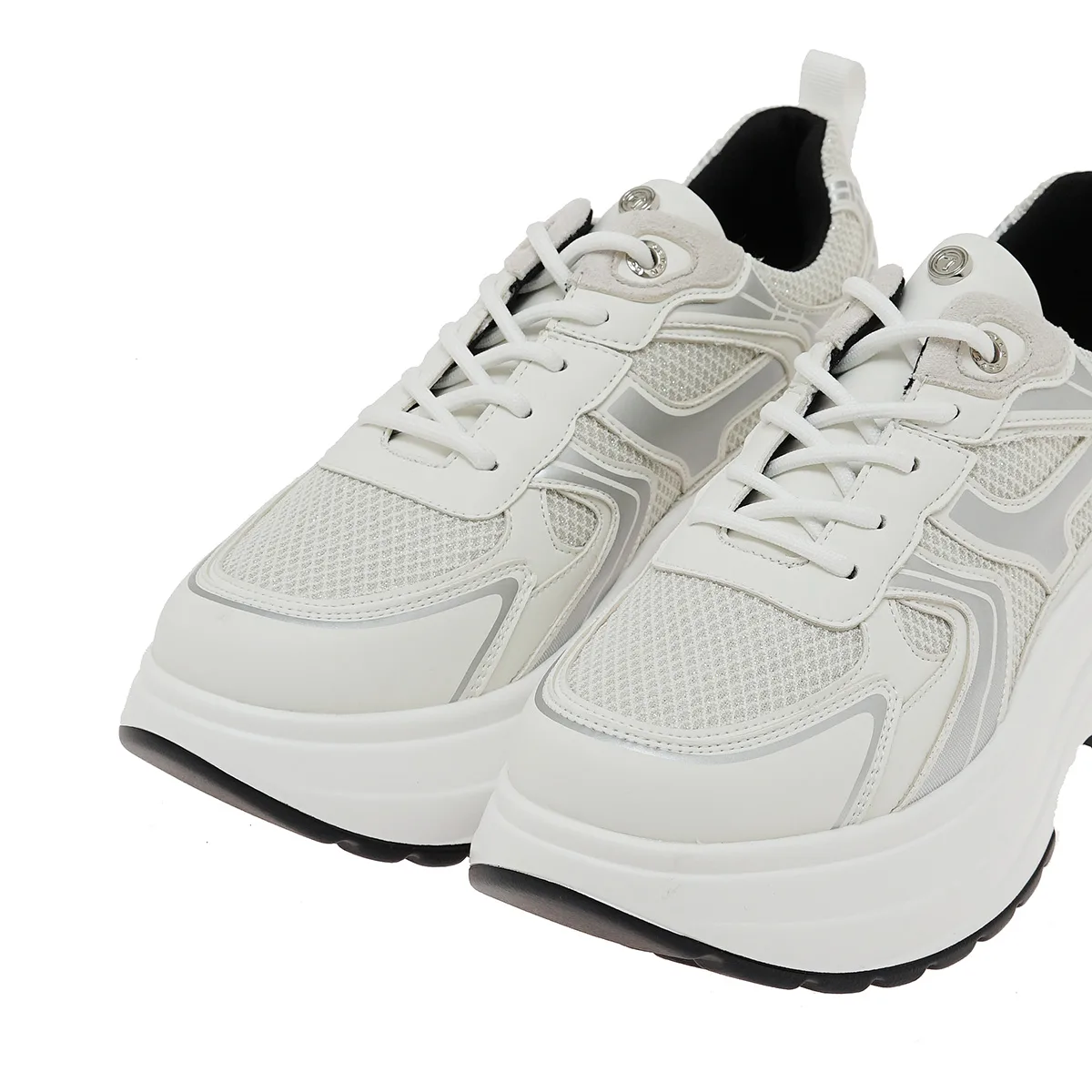 Seven Γυναικεία Sneakers Λευκά με Mesh Λεπτομέρειες & Chunky Σόλα 4 Seven Γυναικεία Sneakers Λευκά με Mesh Λεπτομέρειες & Chunky Σόλα - Image 4