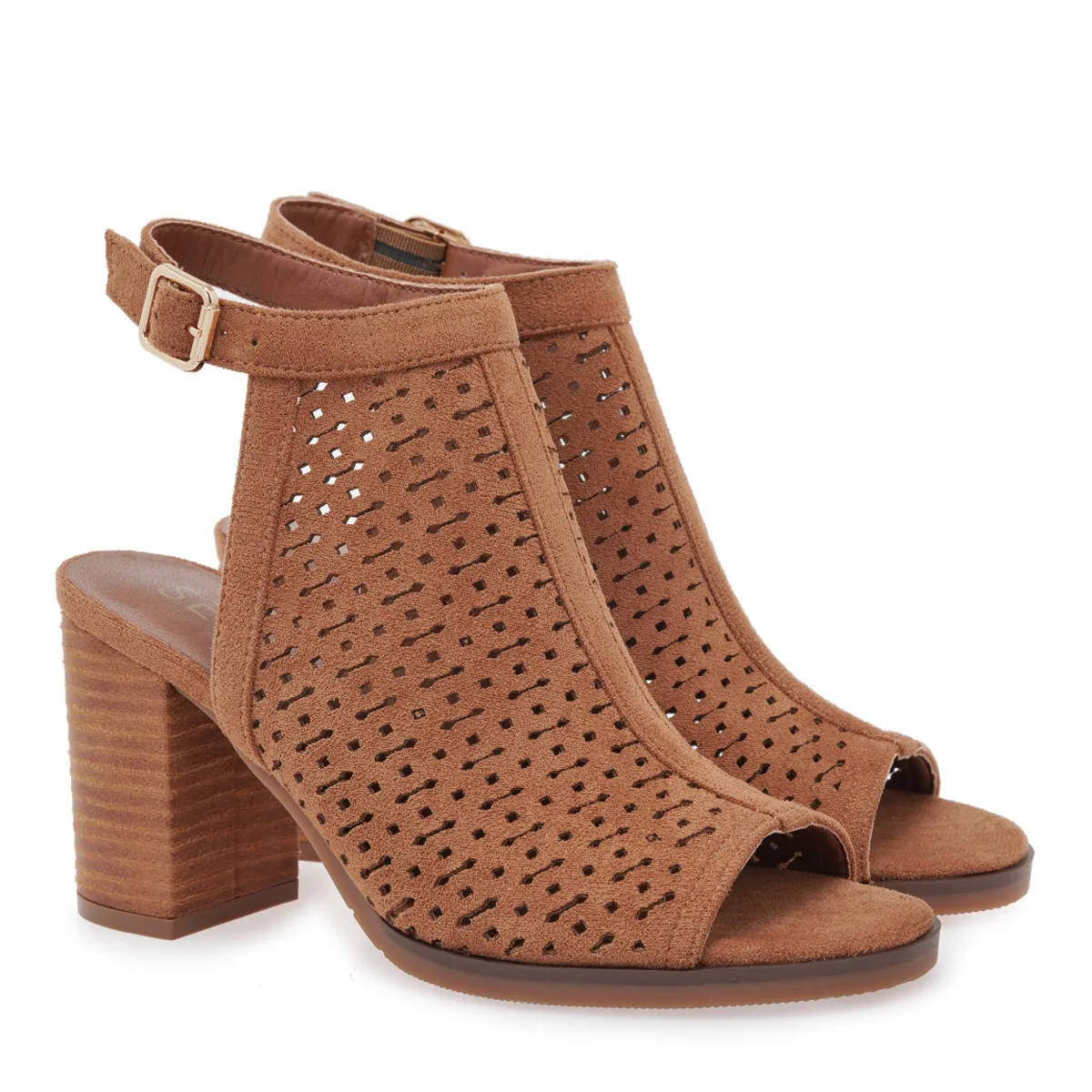 Seven Γυναικείο Πέδιλο Ταμπά με Διάτρητο Σχέδιο & Χοντρό Τακούνι 2 Seven Γυναικείο Πέδιλο Ταμπά με Διάτρητο Σχέδιο & Χοντρό Τακούνι - Image 2