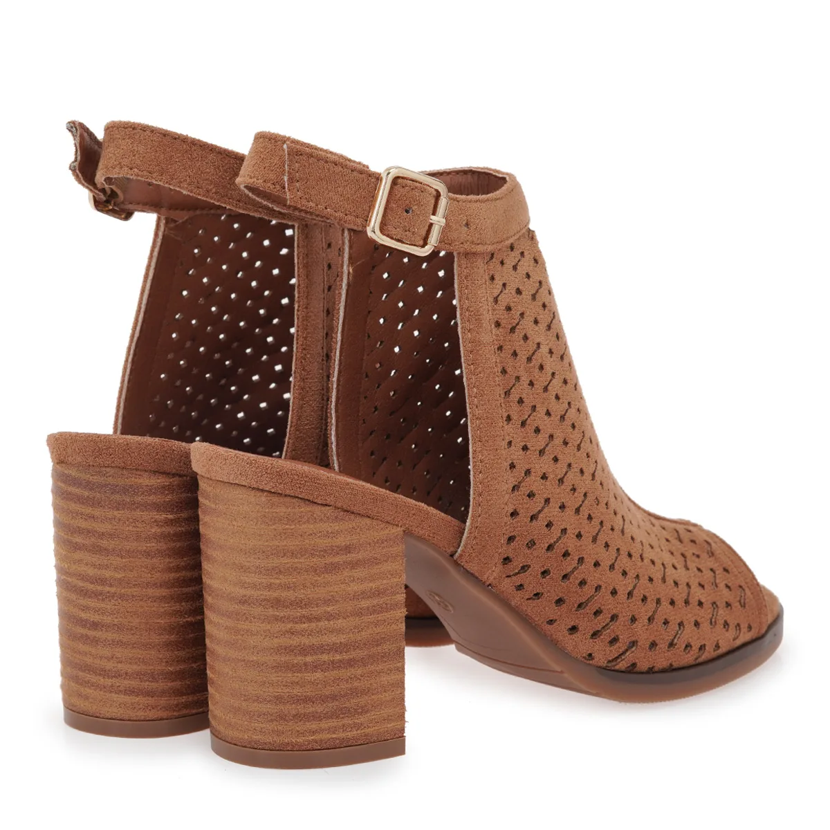 Seven Γυναικείο Πέδιλο Ταμπά με Διάτρητο Σχέδιο & Χοντρό Τακούνι 3 Seven Γυναικείο Πέδιλο Ταμπά με Διάτρητο Σχέδιο & Χοντρό Τακούνι - Image 3