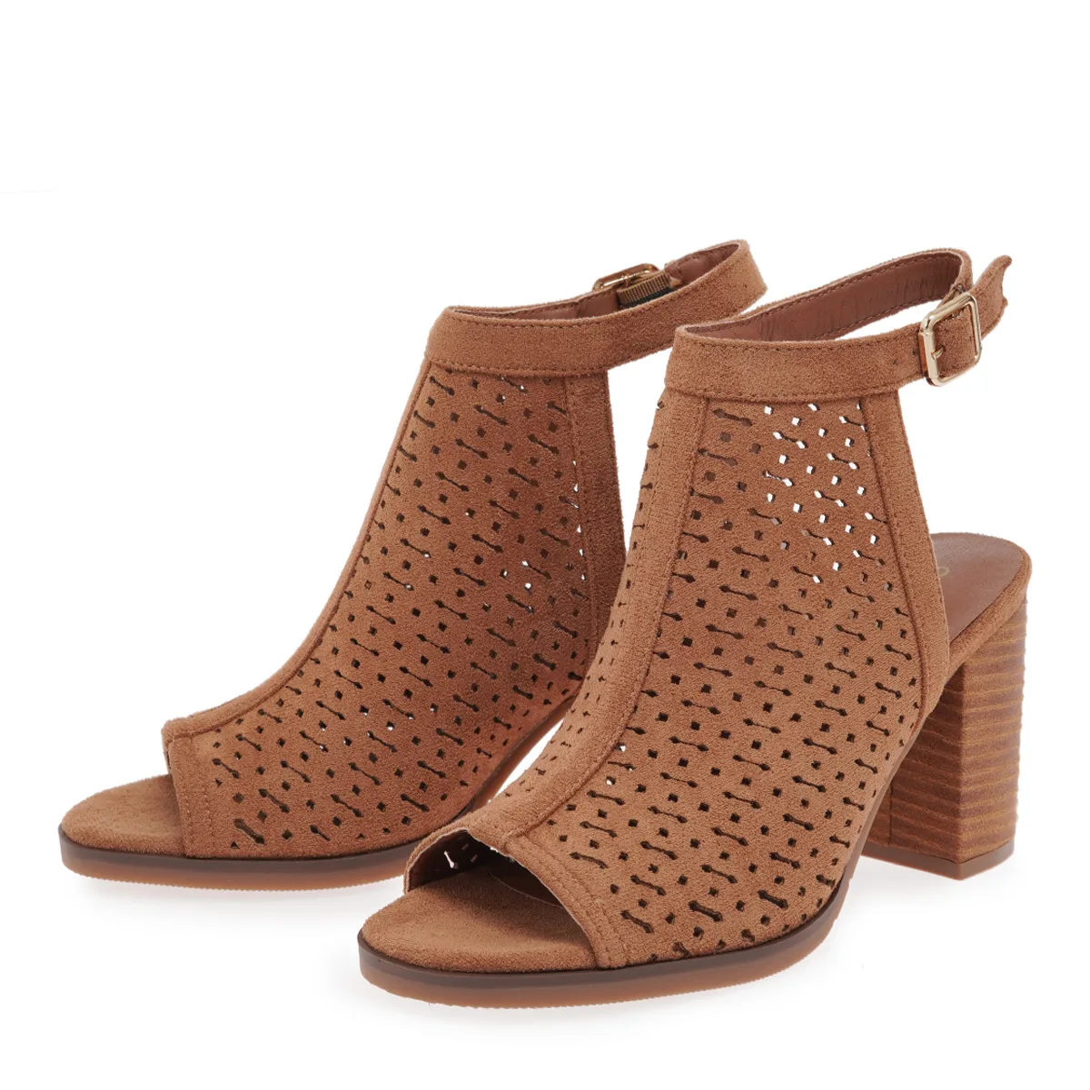 Seven Γυναικείο Πέδιλο Ταμπά με Διάτρητο Σχέδιο & Χοντρό Τακούνι 4 Seven Γυναικείο Πέδιλο Ταμπά με Διάτρητο Σχέδιο & Χοντρό Τακούνι - Image 4