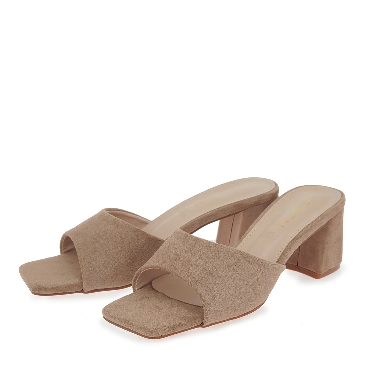 Seven Μπεζ Suede Mules με Χοντρό Τακούνι 4 Seven Μπεζ Suede Mules με Χοντρό Τακούνι - Image 4