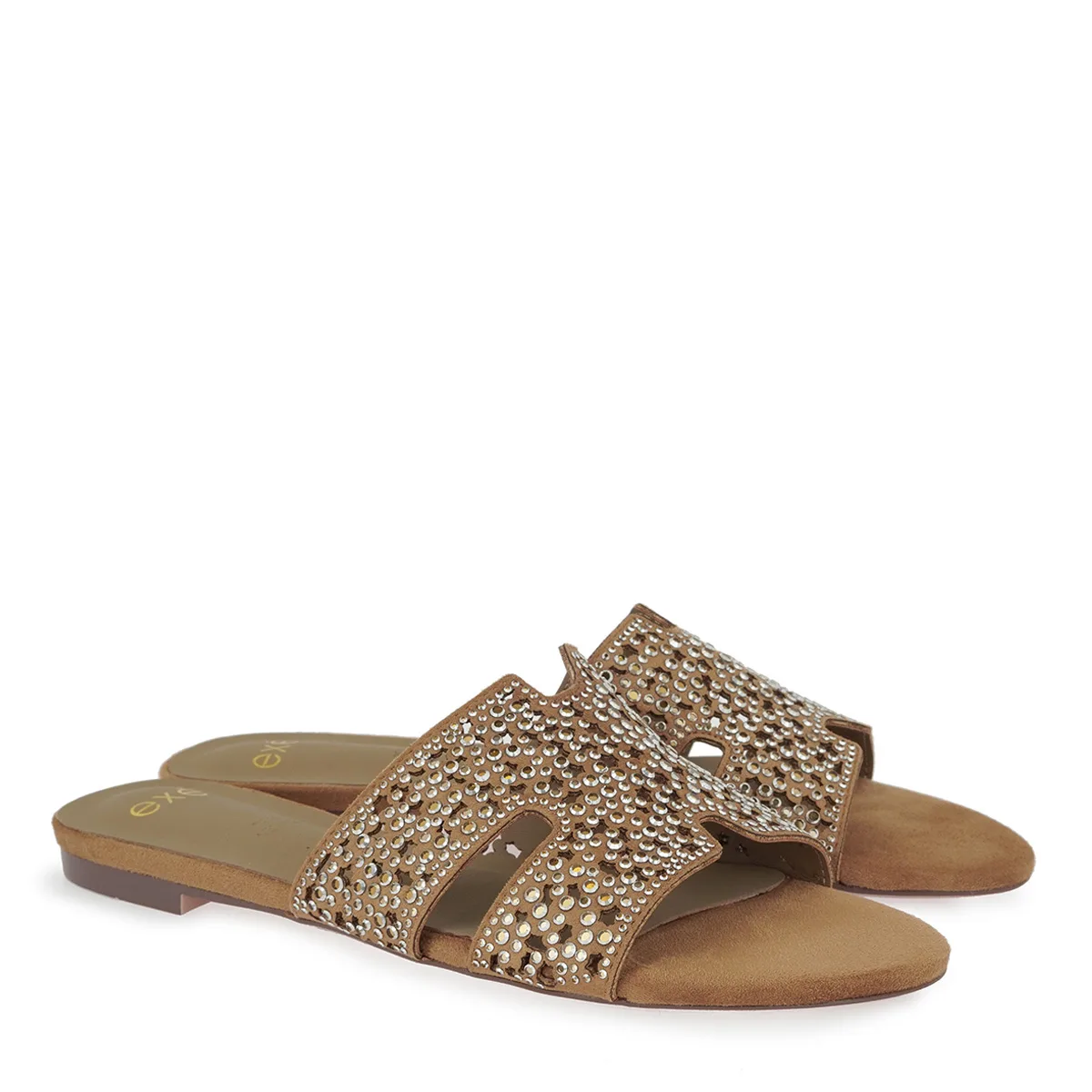 EXE Flat Σανδάλια με Strass & Μεταλλικές Λεπτομέρειες Bronze 2 EXE Flat Σανδάλια με Strass & Μεταλλικές Λεπτομέρειες Bronze - Image 2
