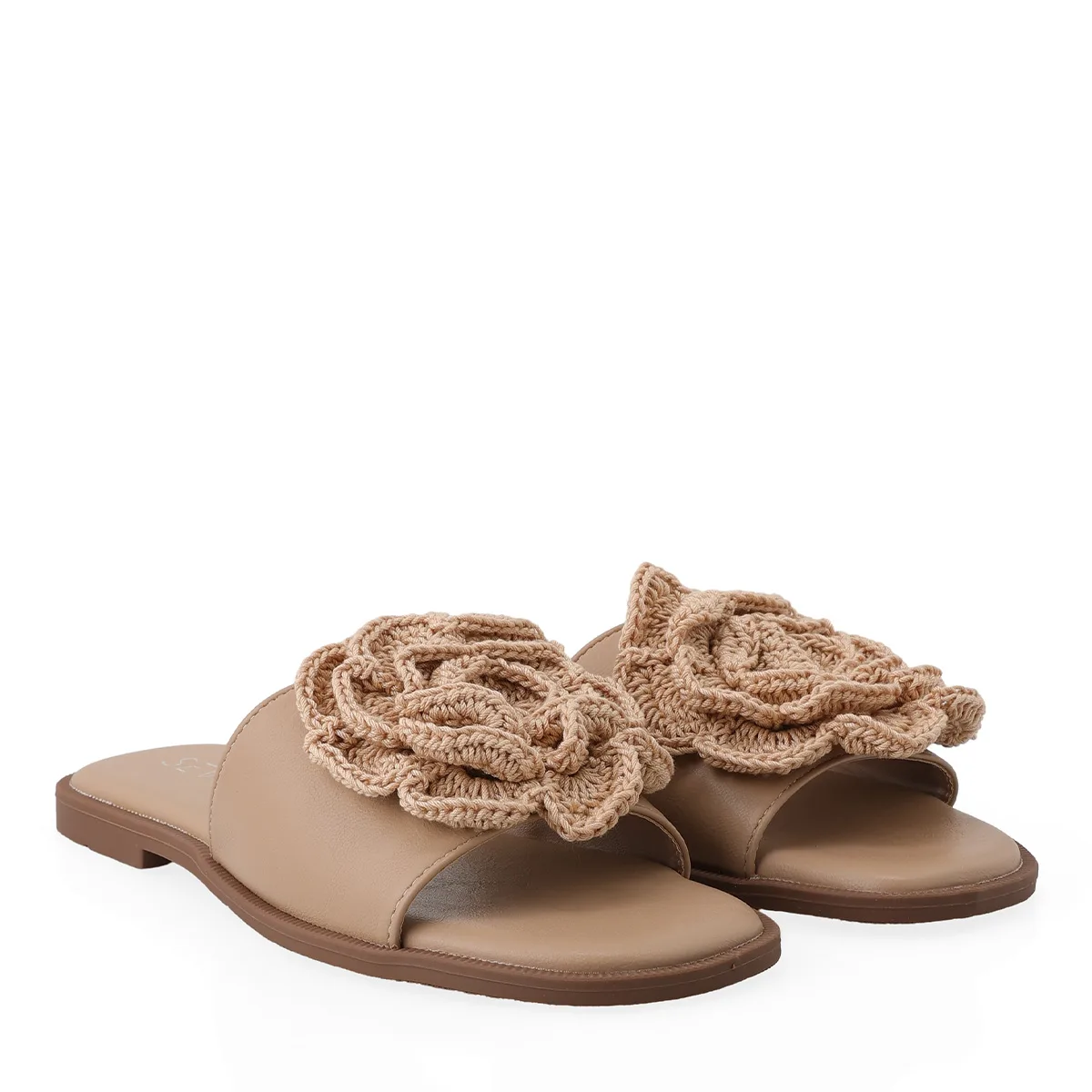 Seven Flat Slide Sandal με Πλεκτό Διακοσμητικό – Μπεζ 2 Seven Flat Slide Sandal με Πλεκτό Διακοσμητικό – Μπεζ - Image 2