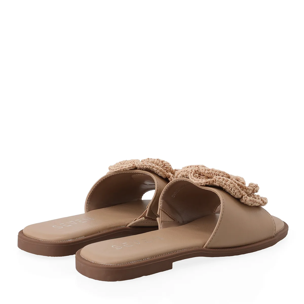 Seven Flat Slide Sandal με Πλεκτό Διακοσμητικό – Μπεζ 3 Seven Flat Slide Sandal με Πλεκτό Διακοσμητικό – Μπεζ - Image 3