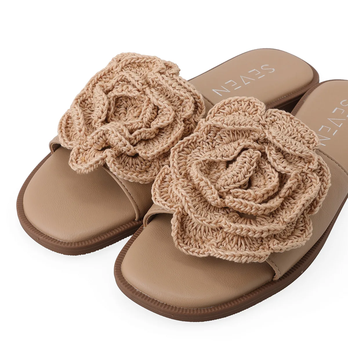 Seven Flat Slide Sandal με Πλεκτό Διακοσμητικό – Μπεζ 4 Seven Flat Slide Sandal με Πλεκτό Διακοσμητικό – Μπεζ - Image 4