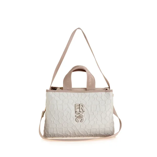 Τσάντα Χειρός & Ώμου FRNC 6194 Κροκό Εκρού