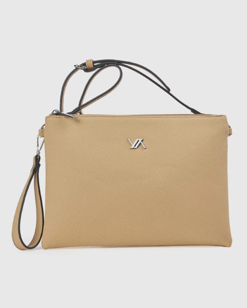 Τσάντα Χιαστί Verde Μπεζ με Λουράκι Καρπού 2 Τσάντα Χιαστί Verde Μπεζ με Λουράκι Καρπού - Image 2