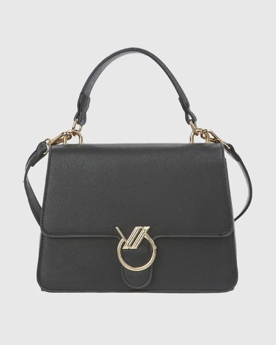 Verde Τσάντα Χειρός με Μεταλλικό Διακοσμητικό – Μαύρη 1 Verde Τσάντα Χειρός με Μεταλλικό Διακοσμητικό – Μαύρη