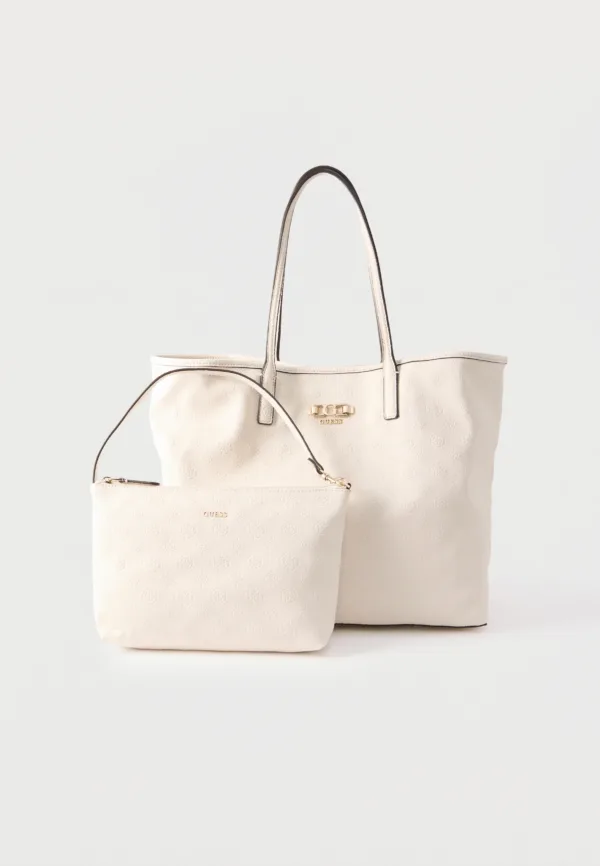 Sales! 485 GUESS Γυναικεία Τσάντα Ώμου Tote με Αποσπώμενο Νεσεσέρ Εκρού
