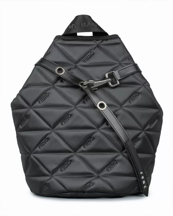 FRNC Γυναικεία Τσάντα Backpack σε Μαύρο από Οικολογικό Δέρμα