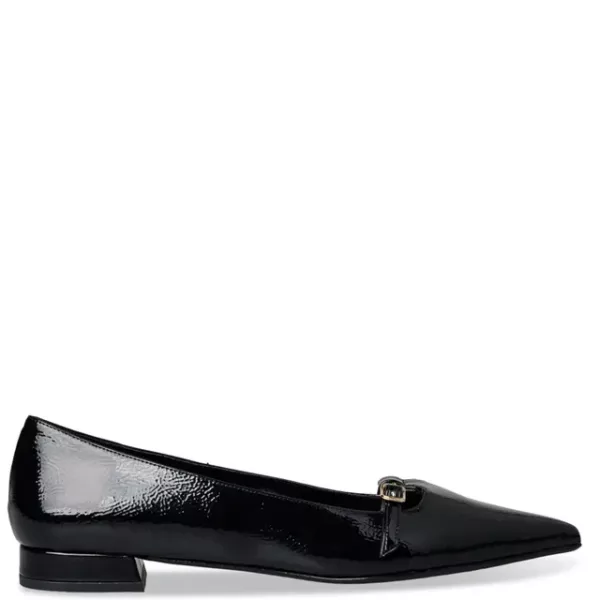 Γυναικείες Μπαλαρίνες Μαύρες Λουστρίνι με Μεταλλική Λεπτομέρεια Envie