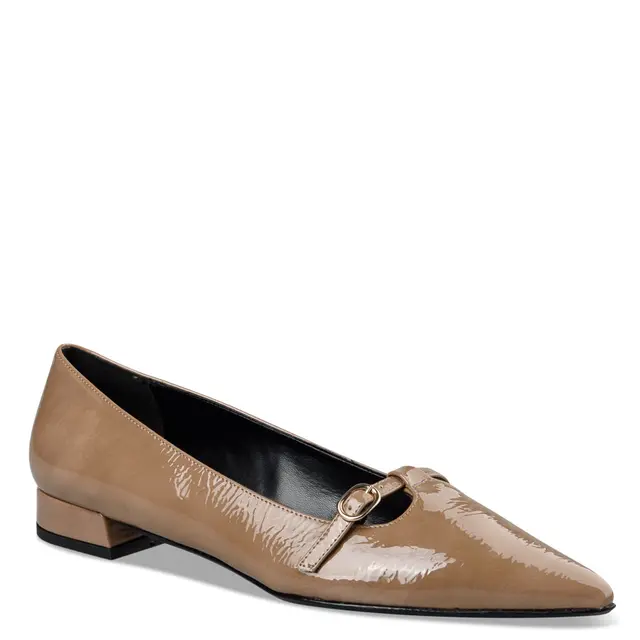 Γυναικεία λουστρίνι μπεζ φλατ παπούτσια με αγκράφα Envie 2 Γυναικεία λουστρίνι μπεζ φλατ παπούτσια με αγκράφα Envie - Image 2