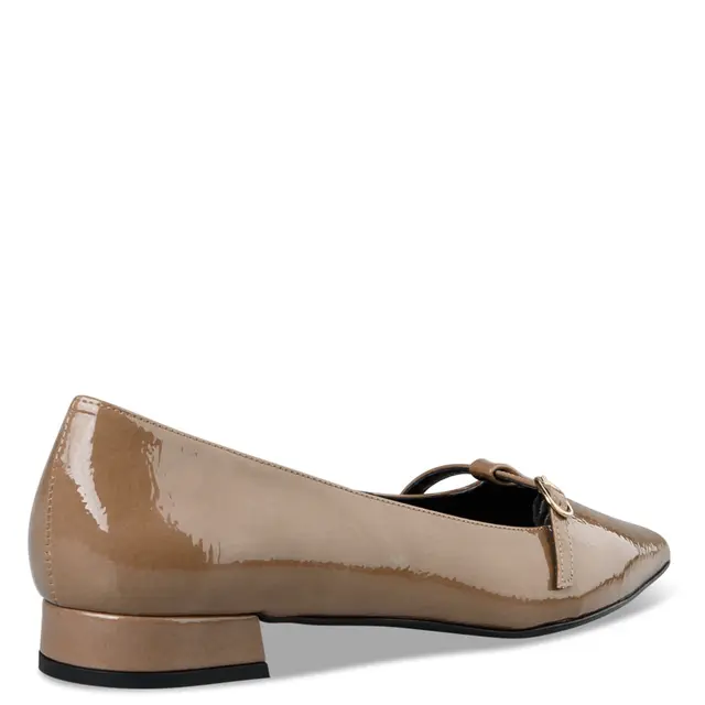 Γυναικεία λουστρίνι μπεζ φλατ παπούτσια με αγκράφα Envie 3 Γυναικεία λουστρίνι μπεζ φλατ παπούτσια με αγκράφα Envie - Image 3