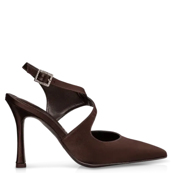 Slingback Γόβα Envie Καφέ με Λουράκι & Stiletto Τακούνι