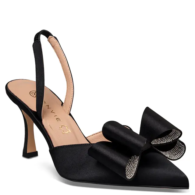 Envie Slingback Γόβες Ελληνικής Παραγωγής με Αποσπώμενο Διακοσμητικό Φιόγκο Μαύρες 5 Envie Slingback Γόβες Ελληνικής Παραγωγής με Αποσπώμενο Διακοσμητικό Φιόγκο Μαύρες - Image 5