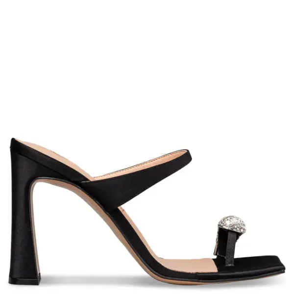 Envie Μαύρο Πέδιλο Mule με Διακοσμητικό Strass