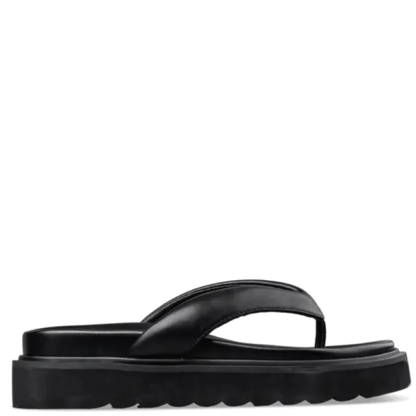 ENVIE Γυναικεία Flatform Παντόφλα Μαύρη με Χιαστί Σχέδιο