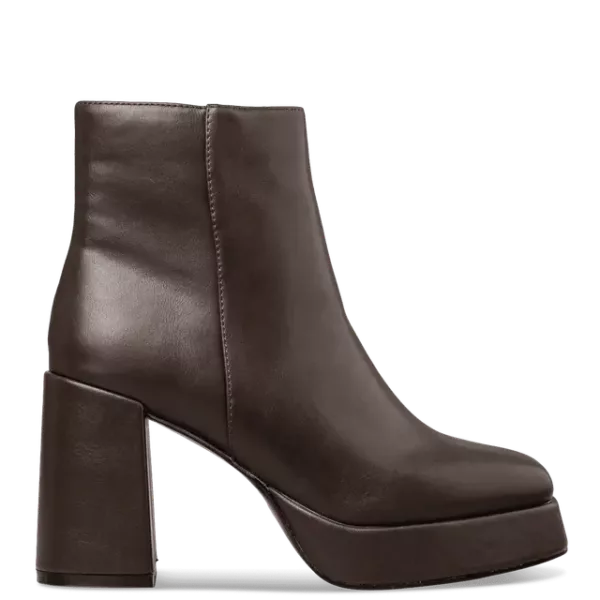 Γυναικείο Καφέ Μποτάκι με Χοντρό Τακούνι Envie