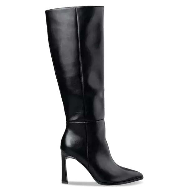 ENVIE Μυτερή Μπότα Ψηλή Μάυρη με Γεωμετρικό Τακούνι