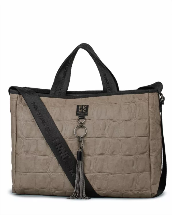 Τσάντα FRNC Croco Μπεζ – Γυναικεία Τσάντα Ώμου & Χειρός από Οικολογικό Δέρμα