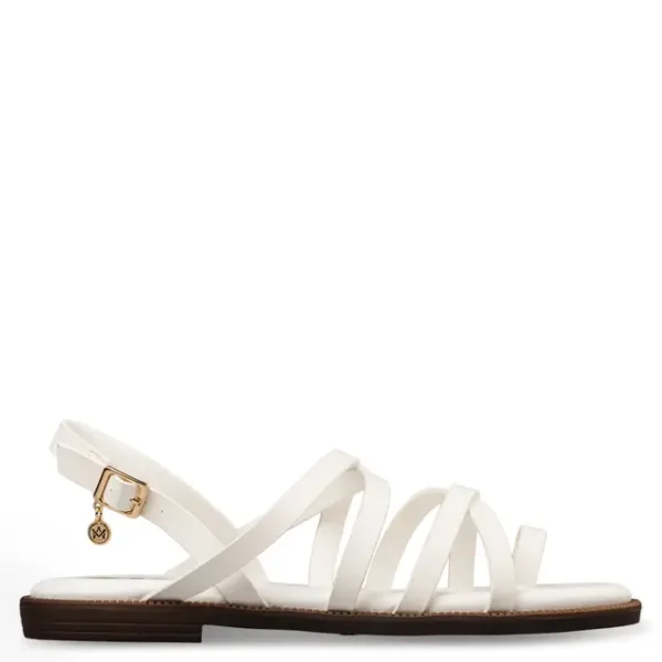 Sales! 497 Envie Shoes Λευκά Flat Σανδάλια με Λεπτά Λουράκια